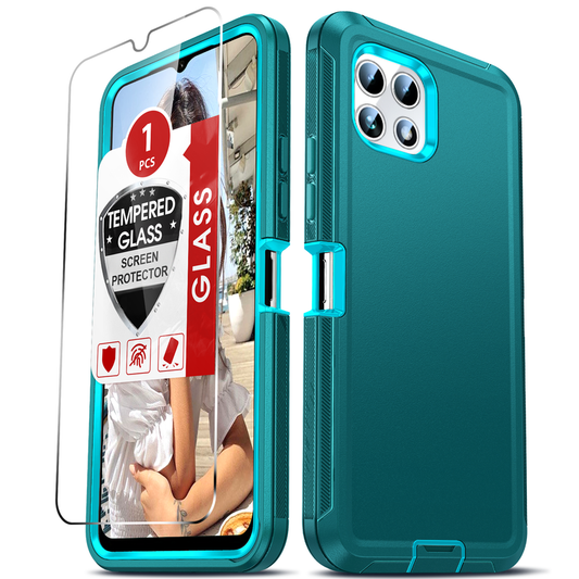 LeYi for TCL-Revvl-7 with Screen Protector X1, TCL Revvl 7 Case 3 in 1 Rugged Shockproof Android Cover Funda Revvl7