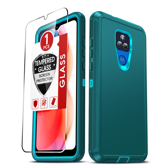 LeYi for Moto-Play-2021 Case with Screen Protector X1, Moto Play 2021 Case 3 in 1 Rugged Shockproof Android Cover Funda para Play 2021
