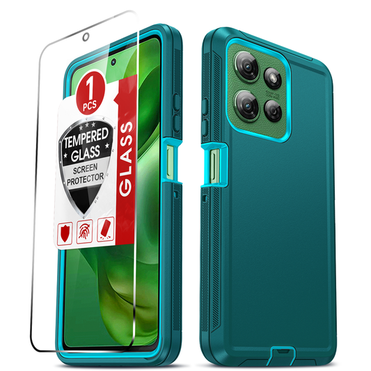 LeYi for Moto-Power-5G-2025 Case with Screen Protector X1, Moto Power 5G 2025 Case 3 in 1 Rugged Shockproof Android Cover Funda Power 5G 2025