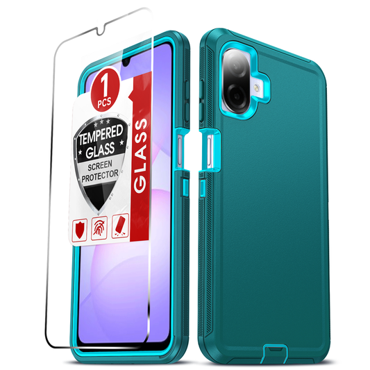 LeYi for Samsung-Galaxy-A07 Case with Screen Protector X1, Samsung Galaxy A07 Case 3 in 1 Rugged Shockproof Android Cover Funda A07