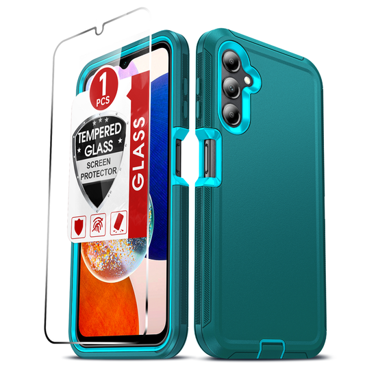 LeYi for Samsung-Galaxy-A14-5G Case with Screen Protector X1, Samsung Galaxy A14 5G Case 3 in 1 Rugged Shockproof Android Cover Funda A14 5G