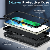 LeYi for Samsung-Galaxy-S21-FE Case with Screen Protector X1, Samsung Galaxy S21 FE Case 3 in 1 Rugged Shockproof Android Cover Funda S21FE
