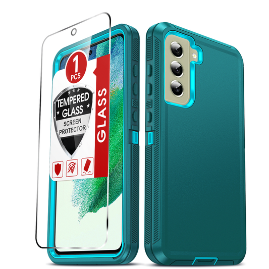 LeYi for Samsung-Galaxy-S21-FE Case with Screen Protector X1, Samsung Galaxy S21 FE Case 3 in 1 Rugged Shockproof Android Cover Funda S21FE