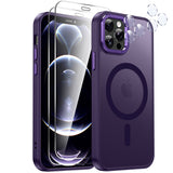 LeYi for iPhone-12 Cases with Screen Protector + Camera Cover:[ MagSafe Compatible] Magnetic Military Grade Protective Slim Phone Case for iPhone 12