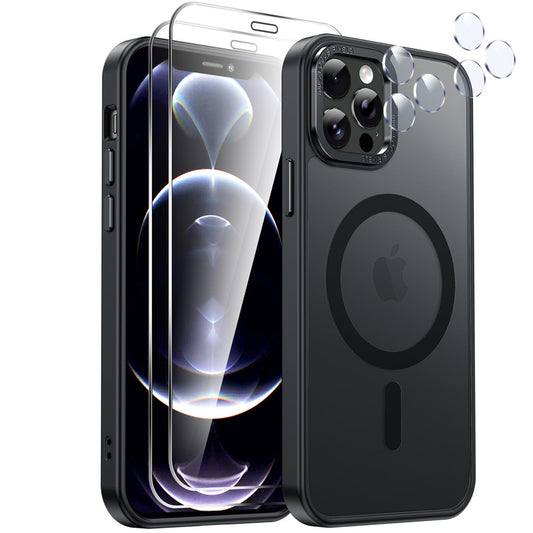 LeYi for iPhone-12 Cases with Screen Protector + Camera Cover:[ MagSafe Compatible] Magnetic Military Grade Protective Slim Phone Case for iPhone 12