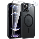 LeYi for iPhone-12 Cases with Screen Protector + Camera Cover:[ MagSafe Compatible] Magnetic Military Grade Protective Slim Phone Case for iPhone 12