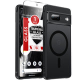 LeYi for Google Pixel-7 Case: Google Pixel 7 Phone Case [Magnet Fit] with [2 Packs] Screen Protector, Raised Camera Guard Slim Matte Translucent Smooth Soft-Touch Funda para Pixel 7