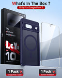 LeYi for Google Pixel-7 Case: Google Pixel 7 Phone Case [Magnet Fit] with [2 Packs] Screen Protector, Raised Camera Guard Slim Matte Translucent Smooth Soft-Touch Funda para Pixel 7
