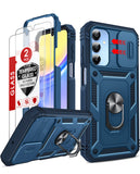 LeYi Samsung A15 5G Phone Case: A15 5G Screen Protector, Magnetic Rotatable Kickstand, Heavy Duty Shockproof