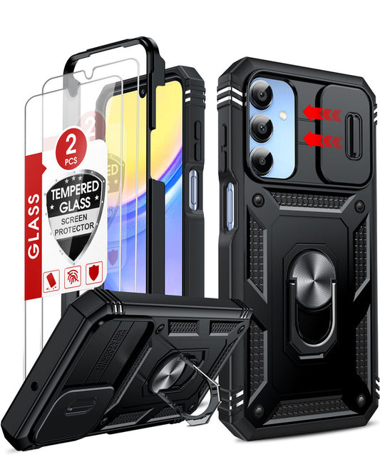 LeYi Samsung A15 5G Phone Case: A15 5G Screen Protector, Magnetic Rotatable Kickstand, Heavy Duty Shockproof