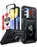 LeYi Samsung A15 5G Phone Case: A15 5G Screen Protector, Magnetic Rotatable Kickstand, Heavy Duty Shockproof