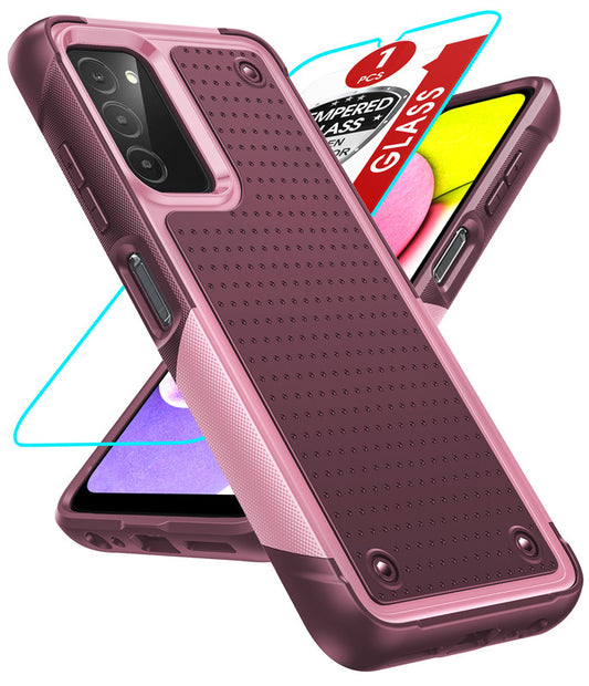LeYi for Galaxy A03S Phone Case, with Screen Protector for Women, Dual Layer Protective Hard PC Back & Soft Bumper Resilient Shock Absorb Case for Samsung A03S Case