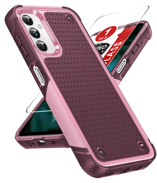LeYi for Galaxy A14-5G Phone Case, with Screen Protector for Women, Dual Layer Protective Hard PC Back & Soft Bumper Resilient Shock Absorb Case for Samsung A14 Case