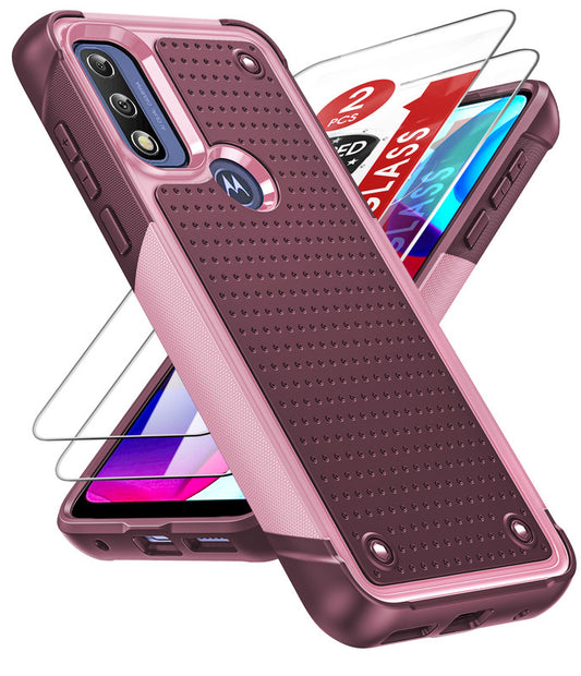 LeYi for Moto G-Play-2023 Case, with Screen Protector for Women, Dual Layer Protective Hard PC Back & Soft Bumper Resilient Shock Absorb Case for Motorola G Play 2023 Case