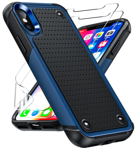 LeYi for iPhone X/XS Case with Screen Protector, Dual Layer Protective Hard PC Back & Soft Bumper Resilient Shock Absorb Case Cover for iPhone X/XS Phone