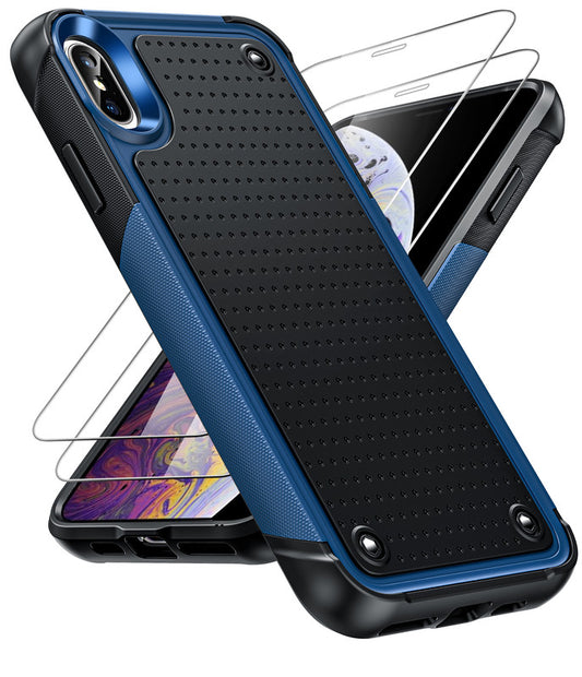 LeYi for iPhone XS Max Case with Screen Protector, Dual Layer Protective Hard PC Back & Soft Bumper Resilient Shock Absorb Case Cover for iPhone XS Max Phone