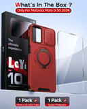 LeYi for Moto G 5G-2024 Case: with Slide Camera Cover and Screen Protector, [Military-Grade] Cellphone Case Cover with Magnetic Ring Kickstand for Moto G 5G 2024