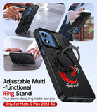 LeYi for Moto G-Play 2024 Case: with Slide Camera Cover and Screen Protector, [Military-Grade] Cellphone Case Cover with Magnetic Ring Kickstand for Moto G Play 2024