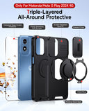 LeYi for Moto G-Play 2024 Case: with Slide Camera Cover and Screen Protector, [Military-Grade] Cellphone Case Cover with Magnetic Ring Kickstand for Moto G Play 2024