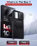 LeYi for Moto G-Play 2024 Case: with Slide Camera Cover and Screen Protector, [Military-Grade] Cellphone Case Cover with Magnetic Ring Kickstand for Moto G Play 2024
