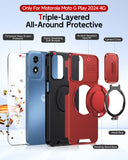 LeYi for Moto G-Play 2024 Case: with Slide Camera Cover and Screen Protector, [Military-Grade] Cellphone Case Cover with Magnetic Ring Kickstand for Moto G Play 2024