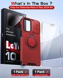 LeYi for Moto G-Play 2024 Case: with Slide Camera Cover and Screen Protector, [Military-Grade] Cellphone Case Cover with Magnetic Ring Kickstand for Moto G Play 2024