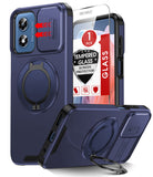 LeYi for Moto G-Play 2024 Case: with Slide Camera Cover and Screen Protector, [Military-Grade] Cellphone Case Cover with Magnetic Ring Kickstand for Moto G Play 2024