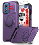 LeYi for Moto G-Play 2024 Case: with Slide Camera Cover and Screen Protector, [Military-Grade] Cellphone Case Cover with Magnetic Ring Kickstand for Moto G Play 2024