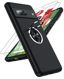 LeYi for Google Pixel 7 Case with Glass Screen Protector, Shockproof Heavy Duty Protective Slim Fit Google Pixel 7 Cell Phone Case Cover with Rotatable Ring Holder Magnetic Kickstand for Women