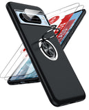 LeYi for Google Pixel 8 Pro Case with Glass Screen Protector and Lens Protector, Shockproof Heavy Duty Protective Slim Fit Google Pixel 8 Pro Cell Phone Case Cover with Rotatable Ring Holder Magnetic Kickstand for Women