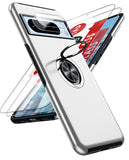 LeYi for Google Pixel 8 Pro Case with Glass Screen Protector and Lens Protector, Shockproof Heavy Duty Protective Slim Fit Google Pixel 8 Pro Cell Phone Case Cover with Rotatable Ring Holder Magnetic Kickstand for Women