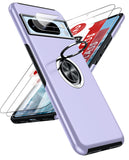 LeYi for Google Pixel 8 Pro Case with Glass Screen Protector and Lens Protector, Shockproof Heavy Duty Protective Slim Fit Google Pixel 8 Pro Cell Phone Case Cover with Rotatable Ring Holder Magnetic Kickstand for Women