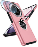 LeYi for Honor Magic7 Lite-5G Case with Lens Protector, Shockproof Heavy Duty Protective Slim Fit Honor Magic7 Lite 5G Cell Phone Case Cover with Rotatable Ring Holder Magnetic Kickstand for Women