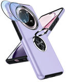 LeYi for Honor Magic7 Lite-5G Case with Lens Protector, Shockproof Heavy Duty Protective Slim Fit Honor Magic7 Lite 5G Cell Phone Case Cover with Rotatable Ring Holder Magnetic Kickstand for Women