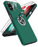 LeYi for Samsung Galaxy A07 4G Case with Glass Screen Protector and Lens Protector, Shockproof Heavy Duty Protective Slim Fit Samsung Galaxy A07 4G Cell Phone Case Cover with Rotatable Ring Holder Magnetic Kickstand for Women