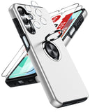 LeYi for Samsung Galaxy A16 5G Case with Glass Screen Protector and Lens Protector, Shockproof Heavy Duty Protective Slim Fit Samsung Galaxy A16 5G Cell Phone Case Cover with Rotatable Ring Holder Magnetic Kickstand for Women