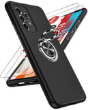 LeYi for Samsung Galaxy A53 5G Case with Glass Screen Protector, Shockproof Heavy Duty Protective Slim Fit Samsung Galaxy A53 5G Cell Phone Case Cover with Rotatable Ring Holder Magnetic Kickstand for Women