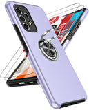 LeYi for Samsung Galaxy A53 5G Case with Glass Screen Protector, Shockproof Heavy Duty Protective Slim Fit Samsung Galaxy A53 5G Cell Phone Case Cover with Rotatable Ring Holder Magnetic Kickstand for Women