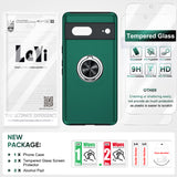 LeYi for Google Pixel 7 Case with Glass Screen Protector, Shockproof Heavy Duty Protective Slim Fit Google Pixel 7 Cell Phone Case Cover with Rotatable Ring Holder Magnetic Kickstand for Women