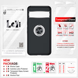LeYi for Google Pixel 8 Pro Case with Glass Screen Protector and Lens Protector, Shockproof Heavy Duty Protective Slim Fit Google Pixel 8 Pro Cell Phone Case Cover with Rotatable Ring Holder Magnetic Kickstand for Women