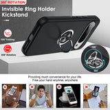 LeYi for Google Pixel 9 Pro XL Case with Glass Screen Protector and Lens Protector, Shockproof Heavy Duty Protective Slim Fit Google Pixel 9 Pro XL Cell Phone Case Cover with Rotatable Ring Holder Magnetic Kickstand for Women