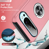 LeYi for Google Pixel 9 Case with Glass Screen Protector, Shockproof Heavy Duty Protective Slim Fit Google Pixel 9 Cell Phone Case Cover with Rotatable Ring Holder Magnetic Kickstand for Women