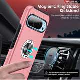 LeYi for Google Pixel 9 Case with Glass Screen Protector, Shockproof Heavy Duty Protective Slim Fit Google Pixel 9 Cell Phone Case Cover with Rotatable Ring Holder Magnetic Kickstand for Women