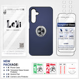 LeYi for Samsung Galaxy A16 5G Case with Glass Screen Protector and Lens Protector, Shockproof Heavy Duty Protective Slim Fit Samsung Galaxy A16 5G Cell Phone Case Cover with Rotatable Ring Holder Magnetic Kickstand for Women