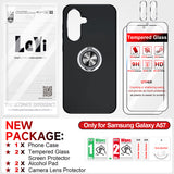 LeYi for Samsung Galaxy A57 5G Case with Glass Screen Protector and Lens Protector, Shockproof Heavy Duty Protective Slim Fit Samsung Galaxy A57 5G Cell Phone Case Cover with Rotatable Ring Holder Magnetic Kickstand for Women