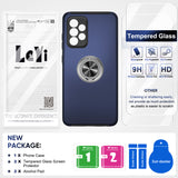 LeYi for Samsung Galaxy A53 5G Case with Glass Screen Protector, Shockproof Heavy Duty Protective Slim Fit Samsung Galaxy A53 5G Cell Phone Case Cover with Rotatable Ring Holder Magnetic Kickstand for Women