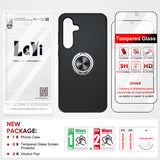 LeYi for Samsung Galaxy S24 FE Case with Glass Screen Protector, Shockproof Heavy Duty Protective Slim Fit Samsung Galaxy S24 FE Cell Phone Case Cover with Rotatable Ring Holder Magnetic Kickstand for Women