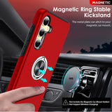 LeYi for Samsung Galaxy S24 FE Case with Glass Screen Protector, Shockproof Heavy Duty Protective Slim Fit Samsung Galaxy S24 FE Cell Phone Case Cover with Rotatable Ring Holder Magnetic Kickstand for Women
