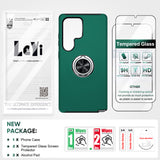 LeYi for Samsung Galaxy S25 Ultra Case with Glass Screen Protector, Shockproof Heavy Duty Protective Slim Fit Samsung Galaxy S25 Ultra Cell Phone Case Cover with Rotatable Ring Holder Magnetic Kickstand for Women