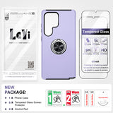 LeYi for Samsung Galaxy S25 Ultra Case with Glass Screen Protector, Shockproof Heavy Duty Protective Slim Fit Samsung Galaxy S25 Ultra Cell Phone Case Cover with Rotatable Ring Holder Magnetic Kickstand for Women